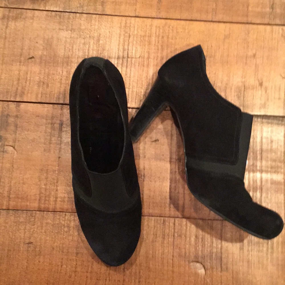 Franco Sarto black suede ankle booties